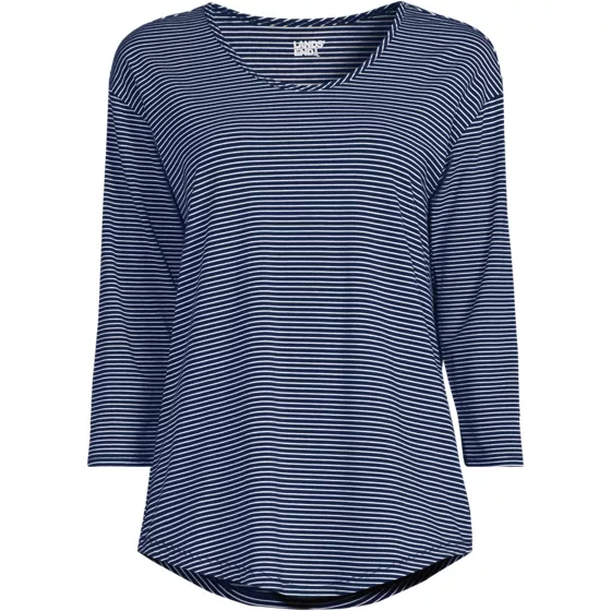 Women's 3/4 Sleeve Lightweight Jersey Shirttail Tee - primary