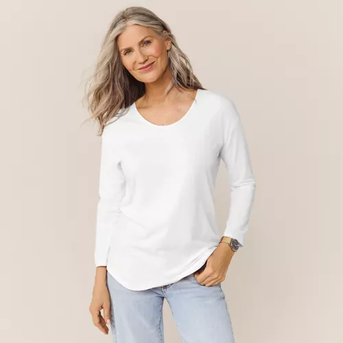 Women's 3/4 Sleeve Lightweight Jersey Shirttail Tee, alternative image