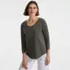 Women's 3/4 Sleeve Lightweight Jersey Shirttail Tee, Front