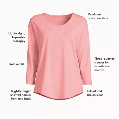 Women's 3/4 Sleeve Lightweight Jersey Shirttail Tee, alternative image