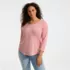 Women's Plus Size 3/4 Sleeve Lightweight Jersey Shirttail Tee, Front