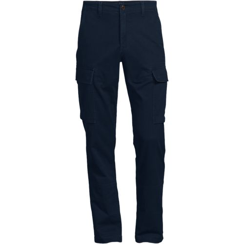 Everyday Stretch Cargo Trousers, Straight Fit, Men, size: 30 28, regular, Blue, by Lands' End