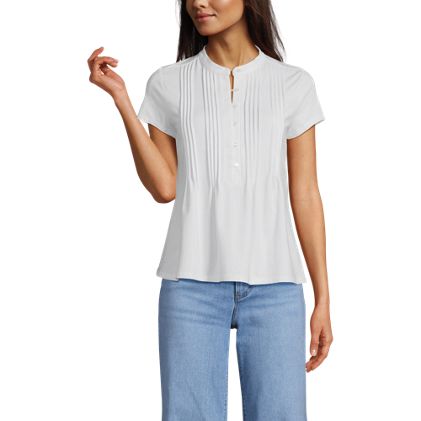 Women's Lightweight Jersey Button Pintuck Top - image 4