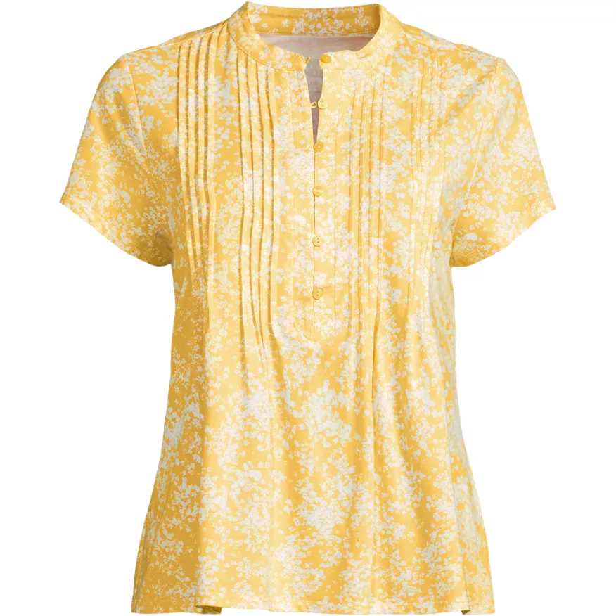 Women's Lightweight Jersey Button Pintuck Top