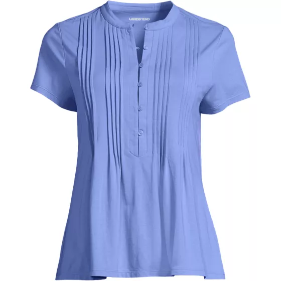 Women's Tall Lightweight Jersey Button Pintuck Top - primary