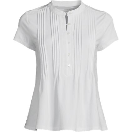 Women's Plus Size Lightweight Jersey Button Pintuck Top - primary