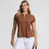 Women's Lightweight Jersey Button Pintuck Top, alternative image
