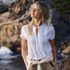 Women's Lightweight Jersey Button Pintuck Top, alternative image