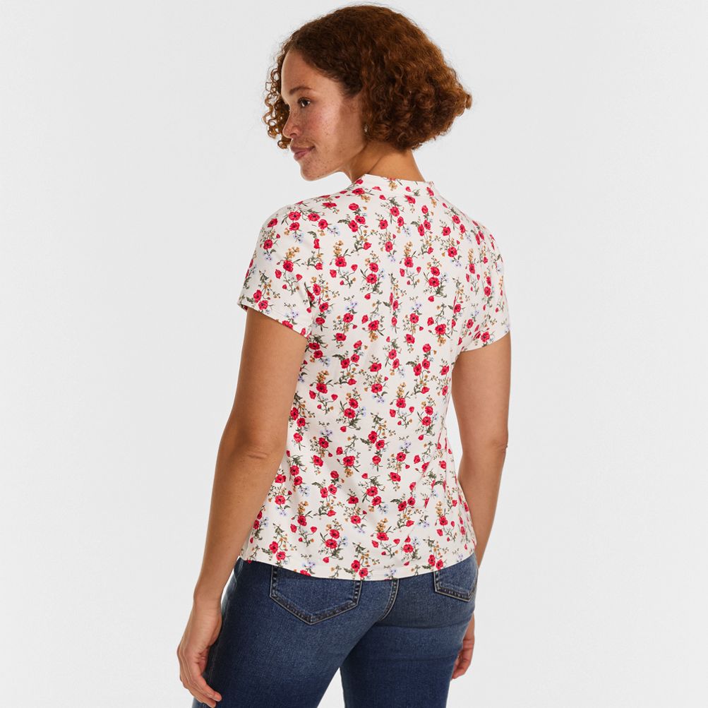 Women's Lightweight Jersey Button Pintuck Top | Lands' End