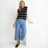 Women's Plus Size Soft Denim High Rise Wide Leg Patch Pocket Crop Jeans, alternative image