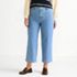 Women's Plus Size Soft Denim High Rise Wide Leg Patch Pocket Crop Jeans, Front