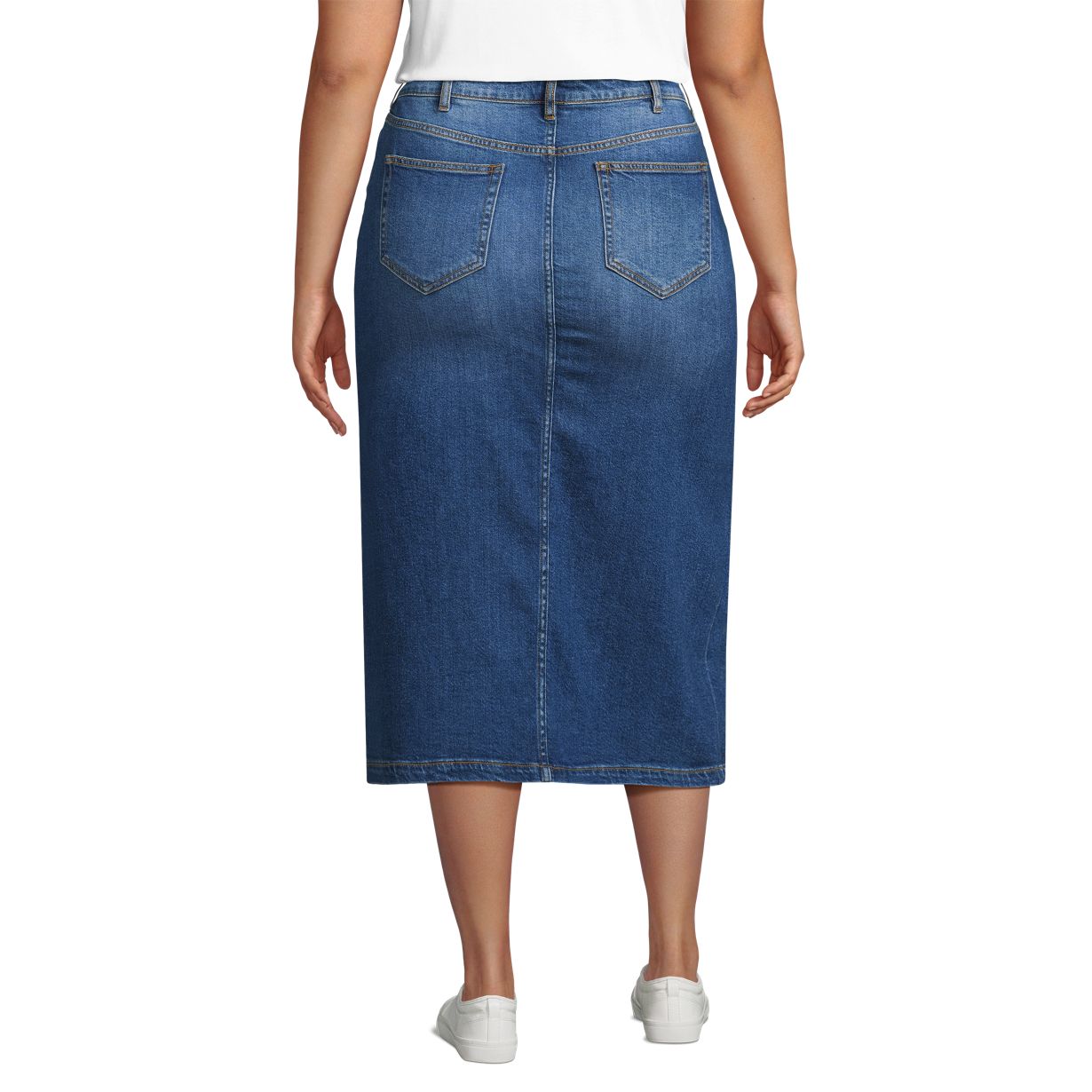 Women's Soft Denim Midi Column Skirt