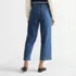 Women's Soft Denim High Rise Wide Leg Patch Pocket Crop Jeans, Back