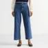 Women's Soft Denim High Rise Wide Leg Patch Pocket Crop Jeans, Front