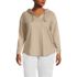 Women's Plus Size Long Sleeve Slub Hooded Popover, Front
