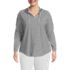 Women's Plus Size Long Sleeve Slub Hooded Popover, Front