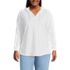 Women's Plus Size Long Sleeve Slub Hooded Popover, Front