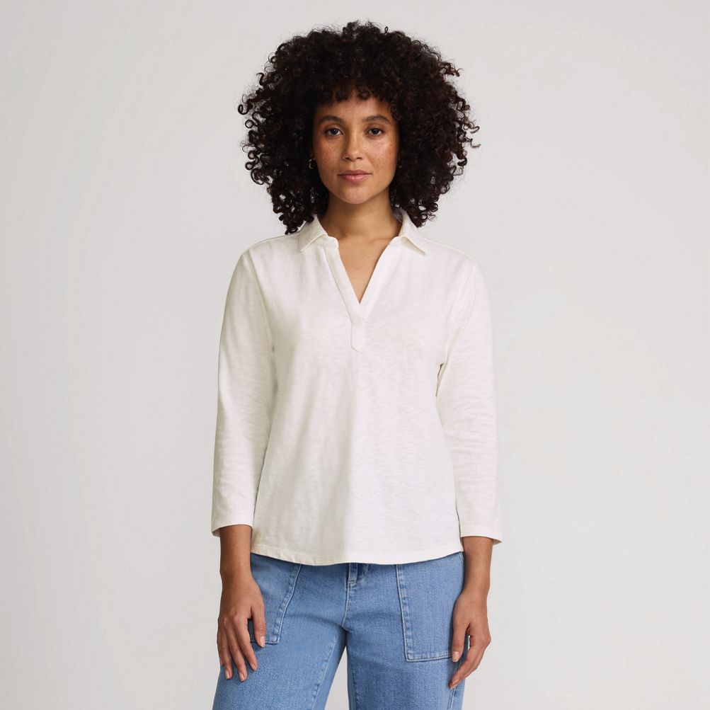 Women's Slub Polo Top | Lands' End