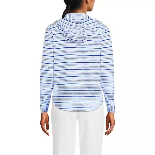Women's Long Sleeve Slub Hooded Popover, Back