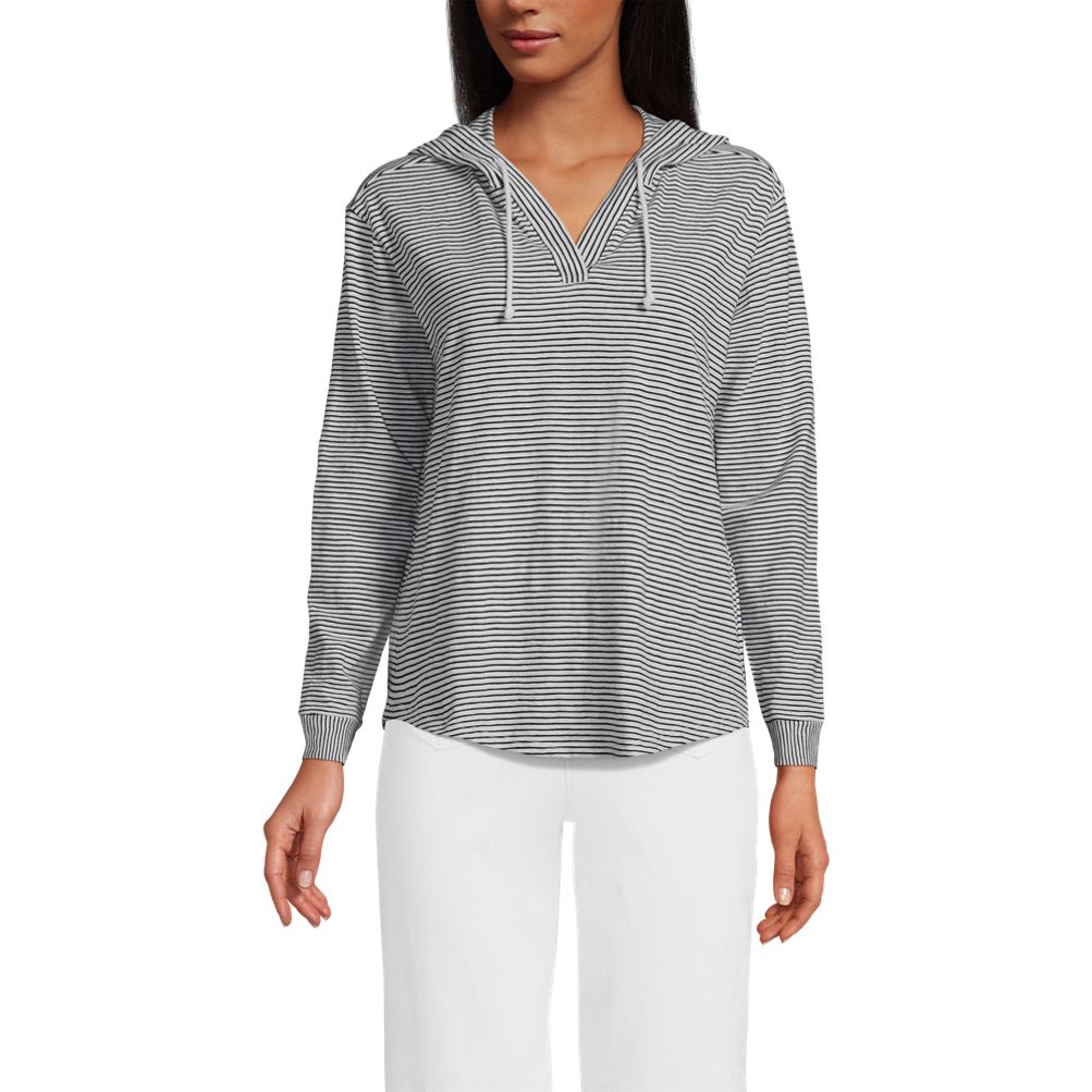 Women's Long Sleeve Slub Hooded Popover | Lands' End