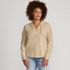 Women's Long Sleeve Slub Hooded Popover, Front