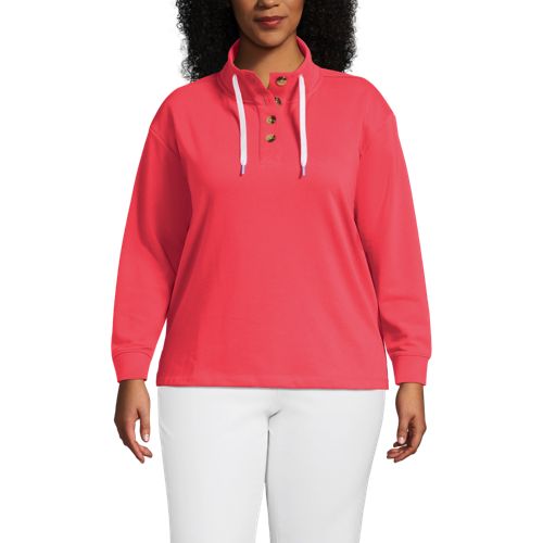  Lands' End Pullover Serious Sweats Mit Knopfleiste, Damen, Größe:48-50 Plus, Orange, Baumwoll-mischung/polyester-mischung, By Lands' End 