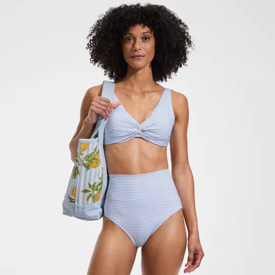 Women's Chlorine Resistant Twist Front Underwire Bikini Swimsuit Top - primary