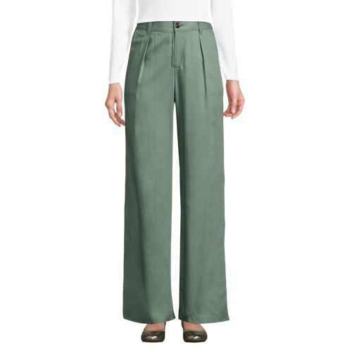 Women's High Rise TENCEL™ Fiber Pleated Wide Leg Pants, Front
