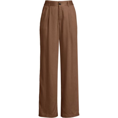 Lands' End Women's High Rise Elastic Back Pleated Wide Leg Pants