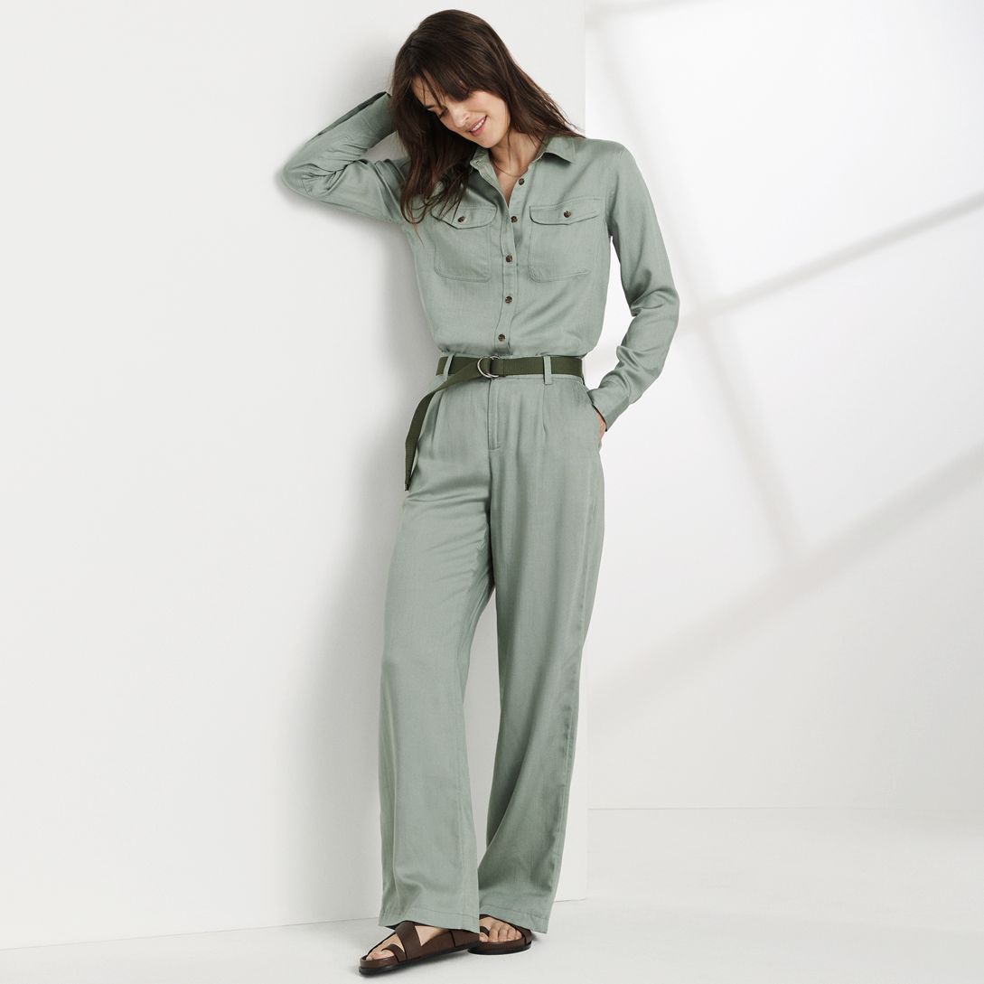 Women's High Rise TENCEL™ Fiber Pleated Wide Leg Pants