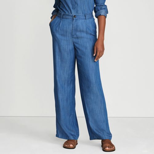 Women's High Rise TENCEL™ Fiber Pleated Wide Leg Pants, Front