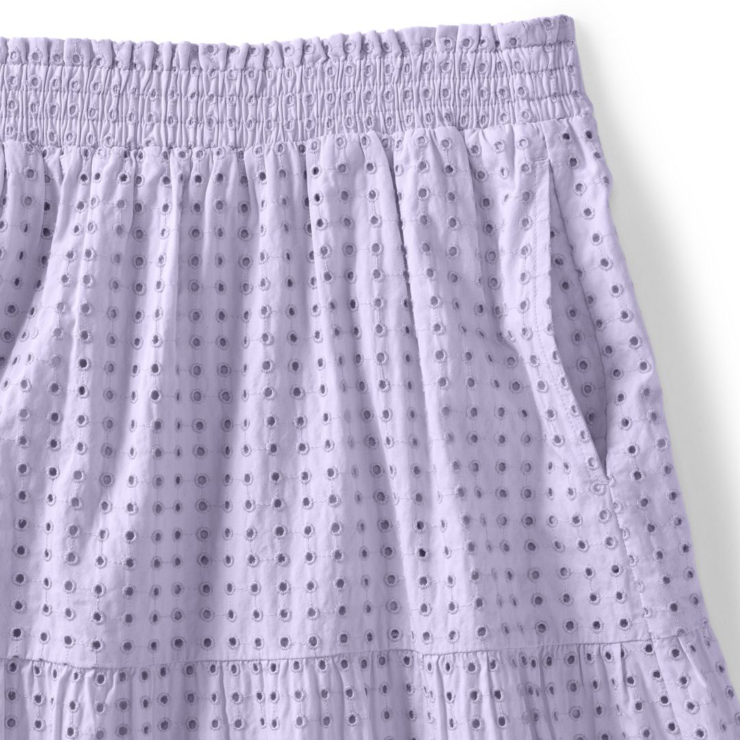 Women's Poplin Tiered Eyelet Midi Skirt