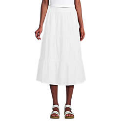 Women's Poplin Tiered Eyelet Midi Skirt, Front