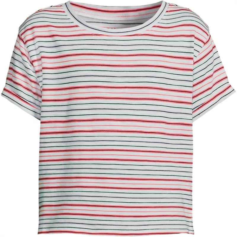 Girls Short Sleeve Slub Crewneck Top, Front