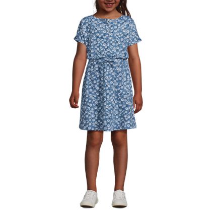 Girls Short Sleeve Henley Jersey Dress - image 1
