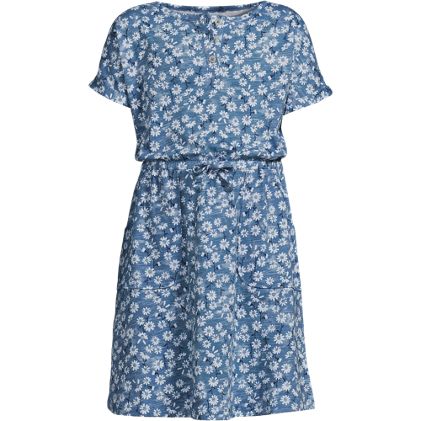 Girls Short Sleeve Henley Jersey Dress - primary