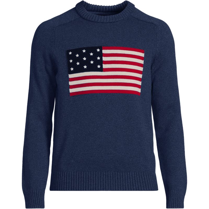 (最終値下)LAND'S END cotton Knit sweater USA Men's Drifter Flag Crew Neck Sweater | Lands' End