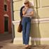Women's Plus Size Denim High Rise Utility Cargo Ankle Jeans, alternative image