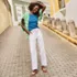 Women's Denim High Rise Utility Cargo Ankle Jeans, alternative image