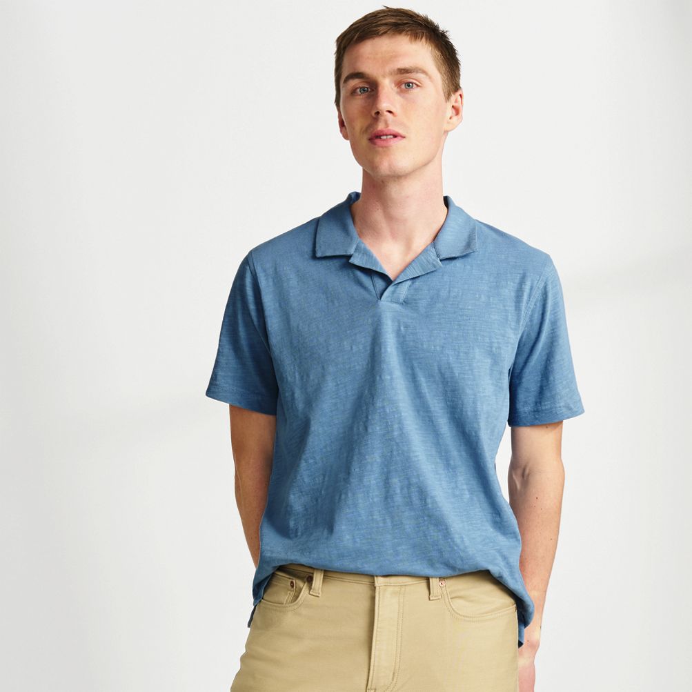 Lucky Brand Men's Short Sleeve Linen Johnny Collar Polo, Blue Depths, Small  : : Clothing, Shoes & Accessories