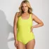 Women's Plus Size Tugless Low Leg Textured One Piece Swimsuit, Front