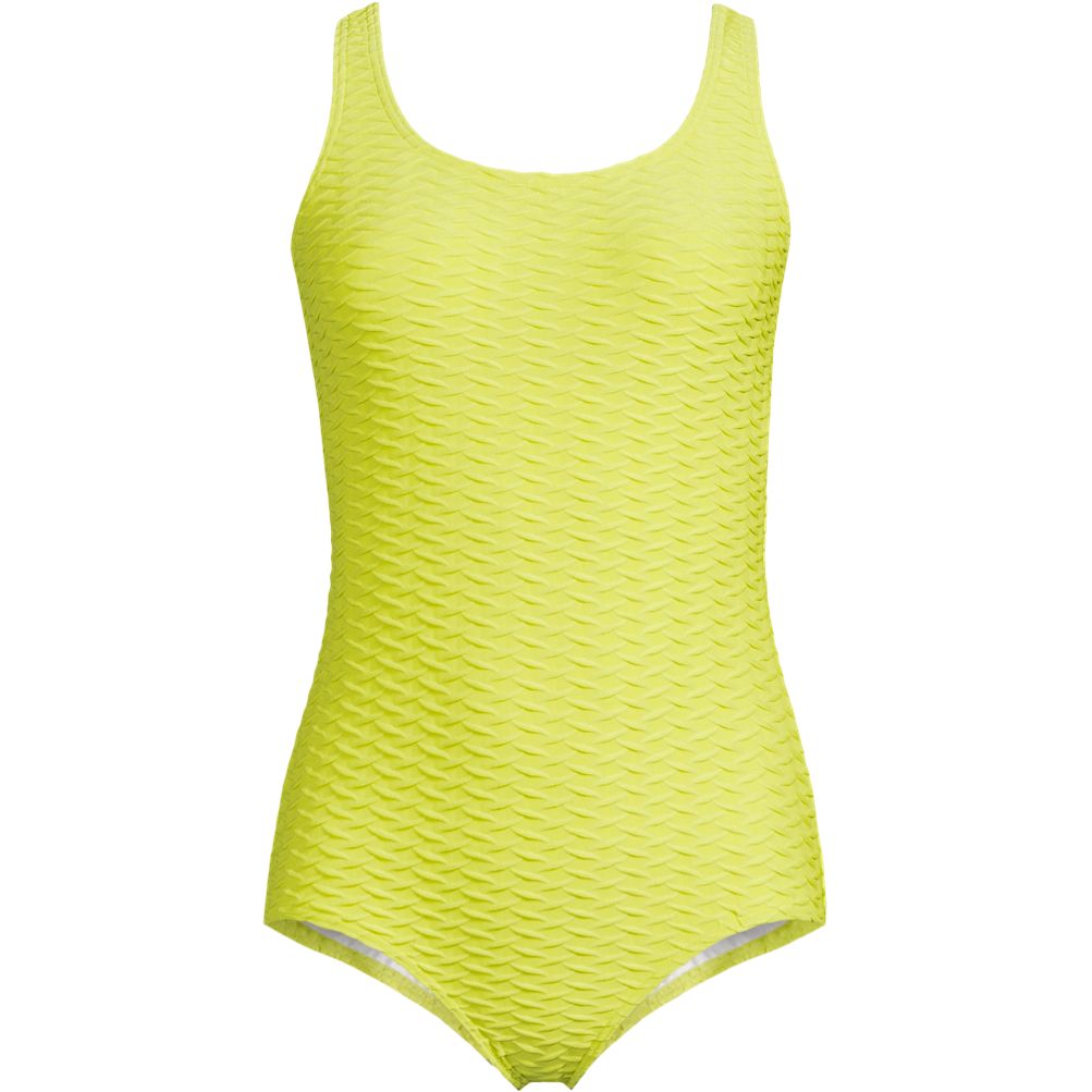 Women's Tugless Low Leg Textured One Piece Swimsuit | Lands' End