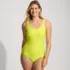 Women's Tugless Low Leg Textured One Piece Swimsuit, Front