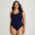 Women's Plus Size Tugless X-Back One Piece Swimsuit, Front