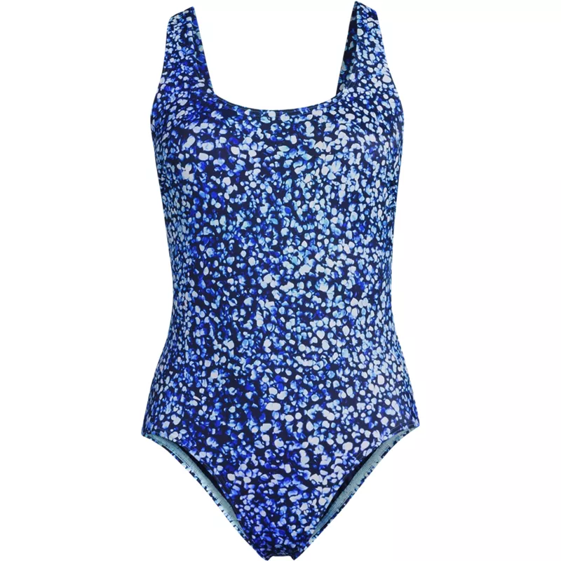 Women's Plus Size Tugless X-Back One Piece Swimsuit, Front