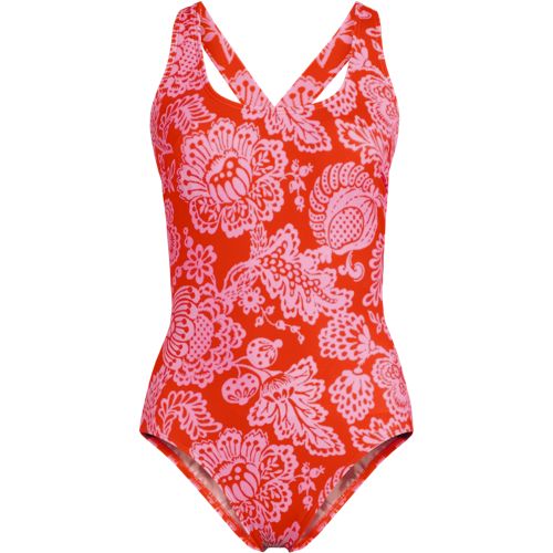  Lands' End Komfort-badeanzug Mit Gekreuzten Trägern, Hohes Bein,, Damen, Größe:48 Plus, Orange, Nylon-mischung, By Lands' End 
