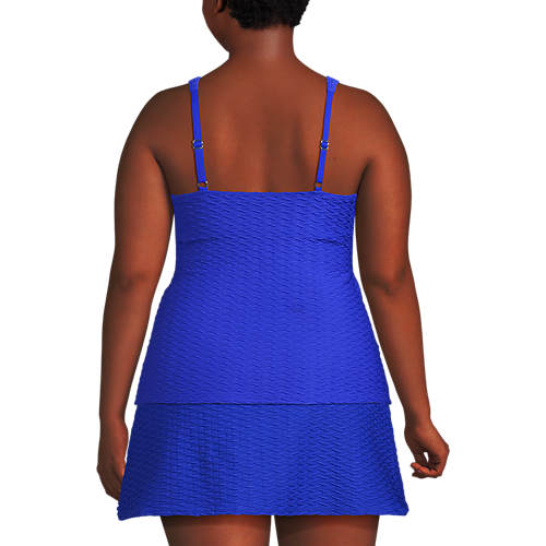 Women's Plus Size Texture Underwire Wrap Tankini Swimsuit Top - Secondary
