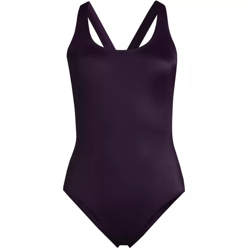 Women's Plus Size Tugless X-Back One Piece Swimsuit, Front