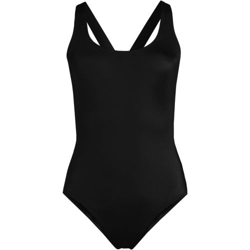 LAKIDAY Women's One Piece Swimdress Skirted Swimsuit Long Torso Tummy  Control Black Bathing Suit