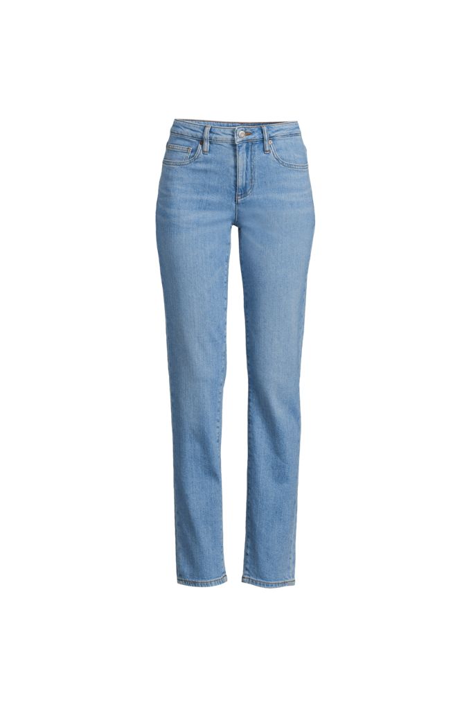 Lands' End Women's Plus Size Denim Mid Rise Boyfriend Jeans In Blue